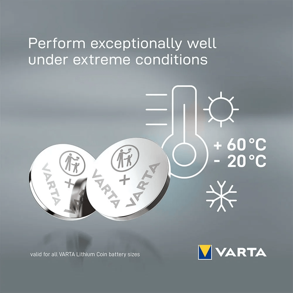 VARTA Pilas Boton CR2032 de Litio de Alto Rendimiento, 5 Unidades, Larga Duración, Ideal para Relojes, Controles Remotos, Calculadoras, Básculas, Audífonos, Juguetes y Otros Dispositivos Pequeños