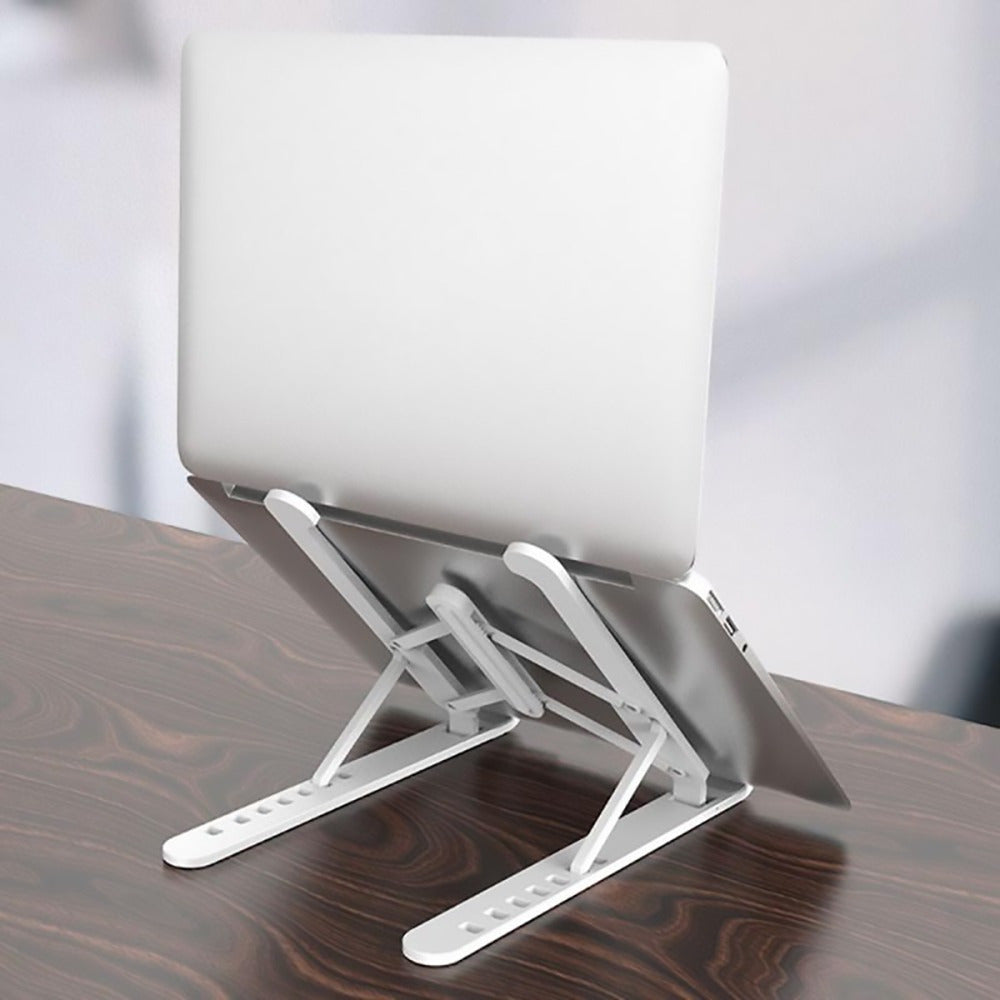 Soporte Portátil hasta 15,6", Portátil y Plegable, 8 Ajustes de Altura, Disipa el Calor y Optimiza el Funcionamiento de tu Dispositivo, Parte Inferior de Silicona Antideslizante, Ayuda a Corregir Posturas Incorrectas, Válido para Portátil y Tablet