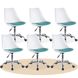 Silla Escritorio Ergonómica con Ruedas, Silla Oficina Giratoria con Altura Ajustable, Acolchada, Estilo Nórdico, Ideal para Estudio y Oficina