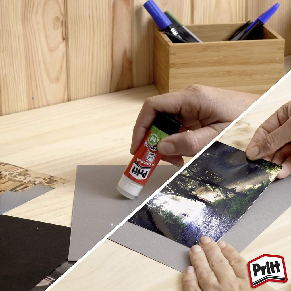 Pritt Barra Pegamento, Barra Adhesiva, Cola Universal de Adhesión Fuerte para Manualidades, 4 Barras de 11g