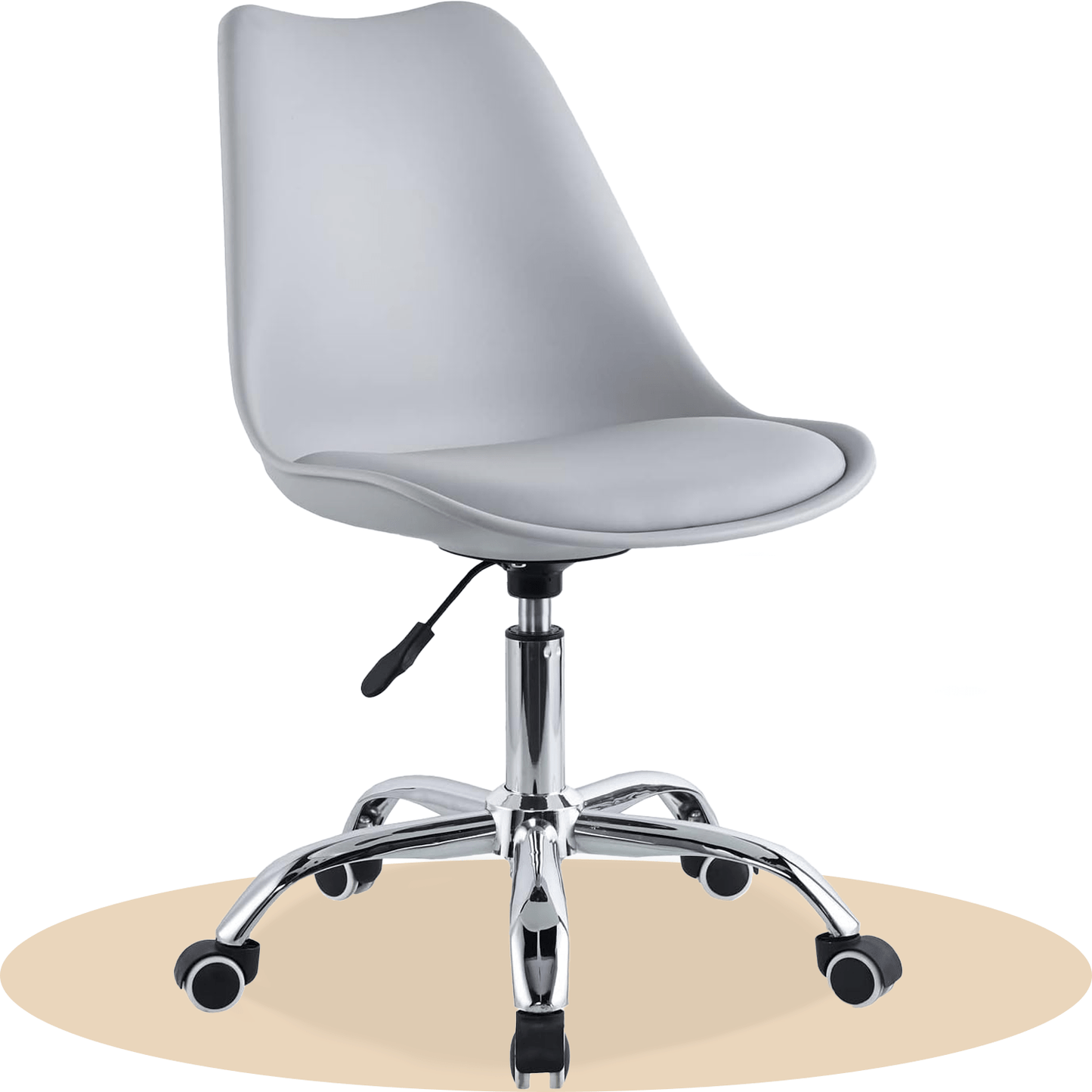 Silla Escritorio Ergonómica con Ruedas, Silla Oficina Giratoria con Altura Ajustable, Acolchada, Estilo Nórdico, Ideal para Estudio y Oficina