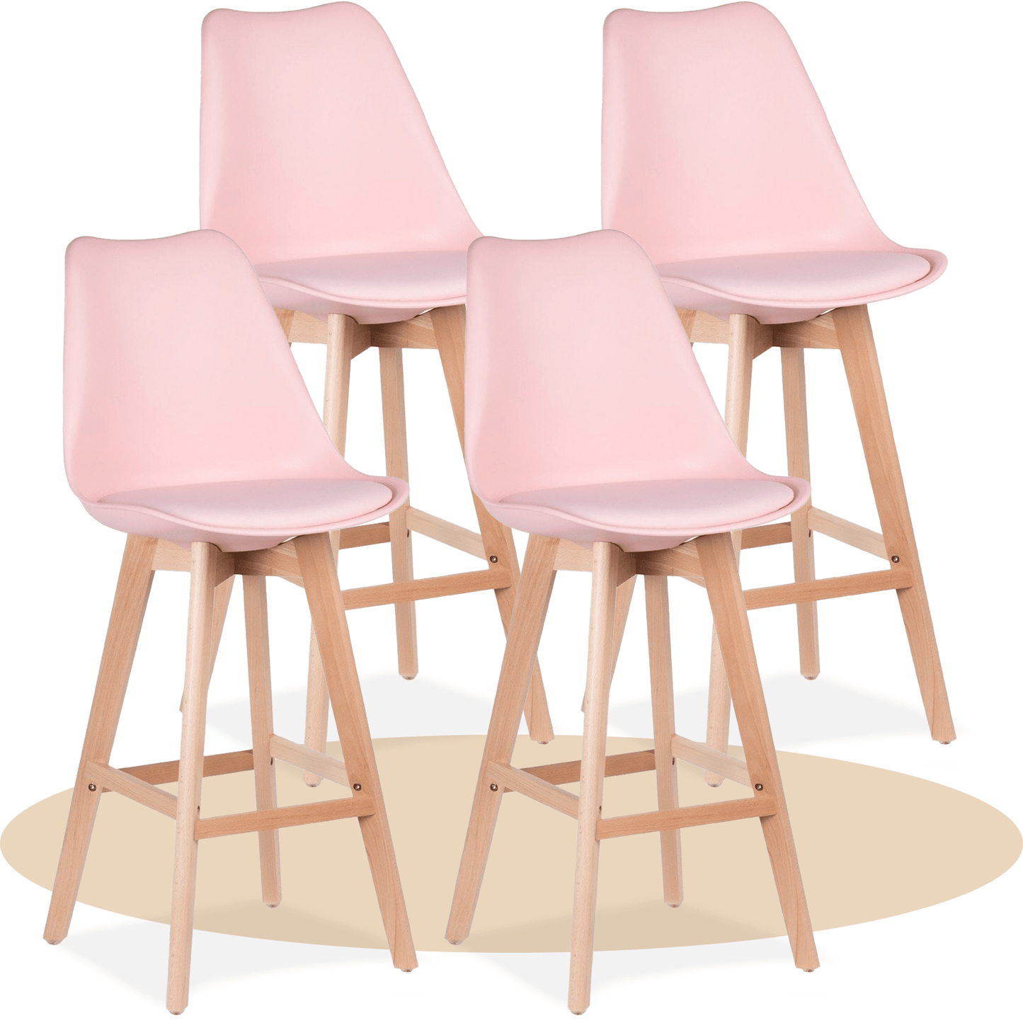 Taburete Alto Cocina con Respaldo, Asiento Blando y Tapizado, Patas Altas Resistentes de Madera de Haya con Reposapiés, Sillas Nórdicas, Ideal para Cocina, Salón, Comedor y Restaurante, 54.5 x 49.5 x 106 cm