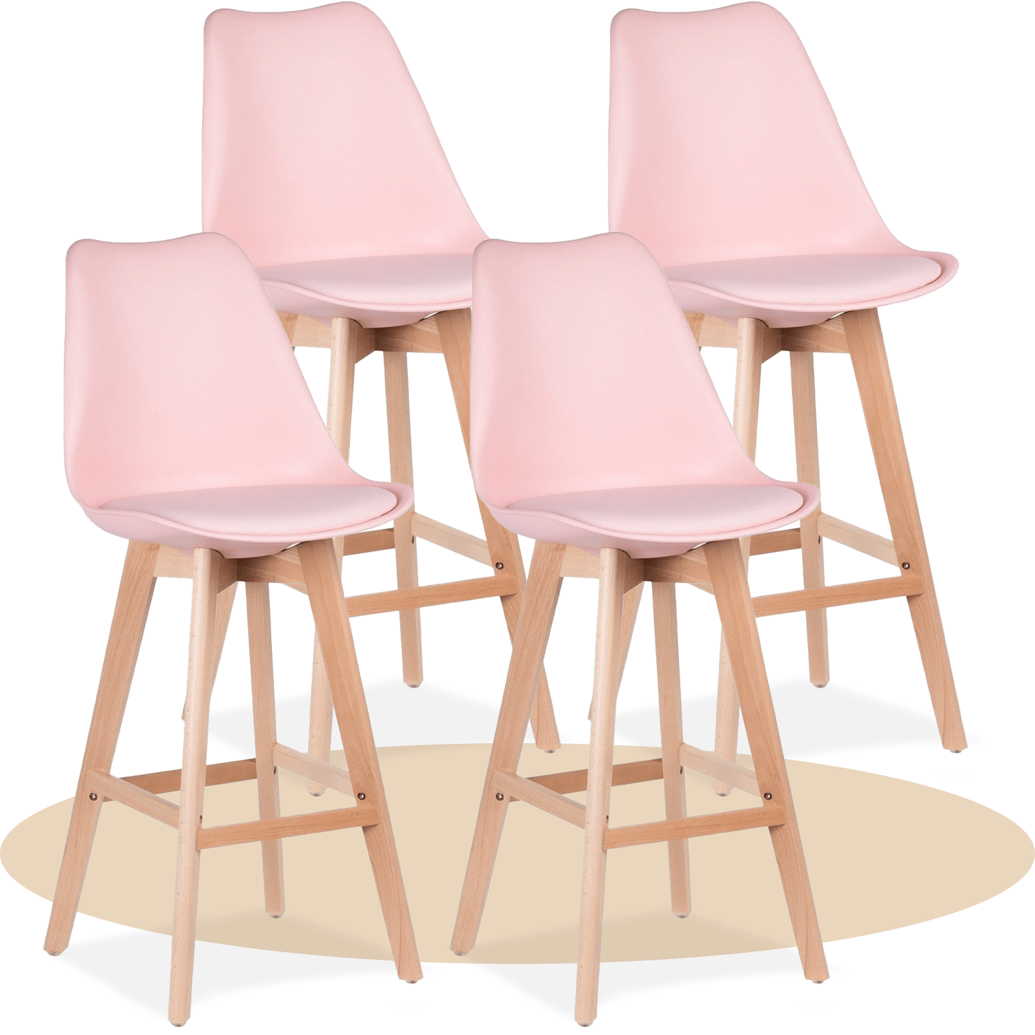 Taburete Alto Cocina con Respaldo, Asiento Blando y Tapizado, Patas Altas Resistentes de Madera de Haya con Reposapiés, Sillas Nórdicas, Ideal para Cocina, Salón, Comedor y Restaurante, 54.5 x 49.5 x 106 cm