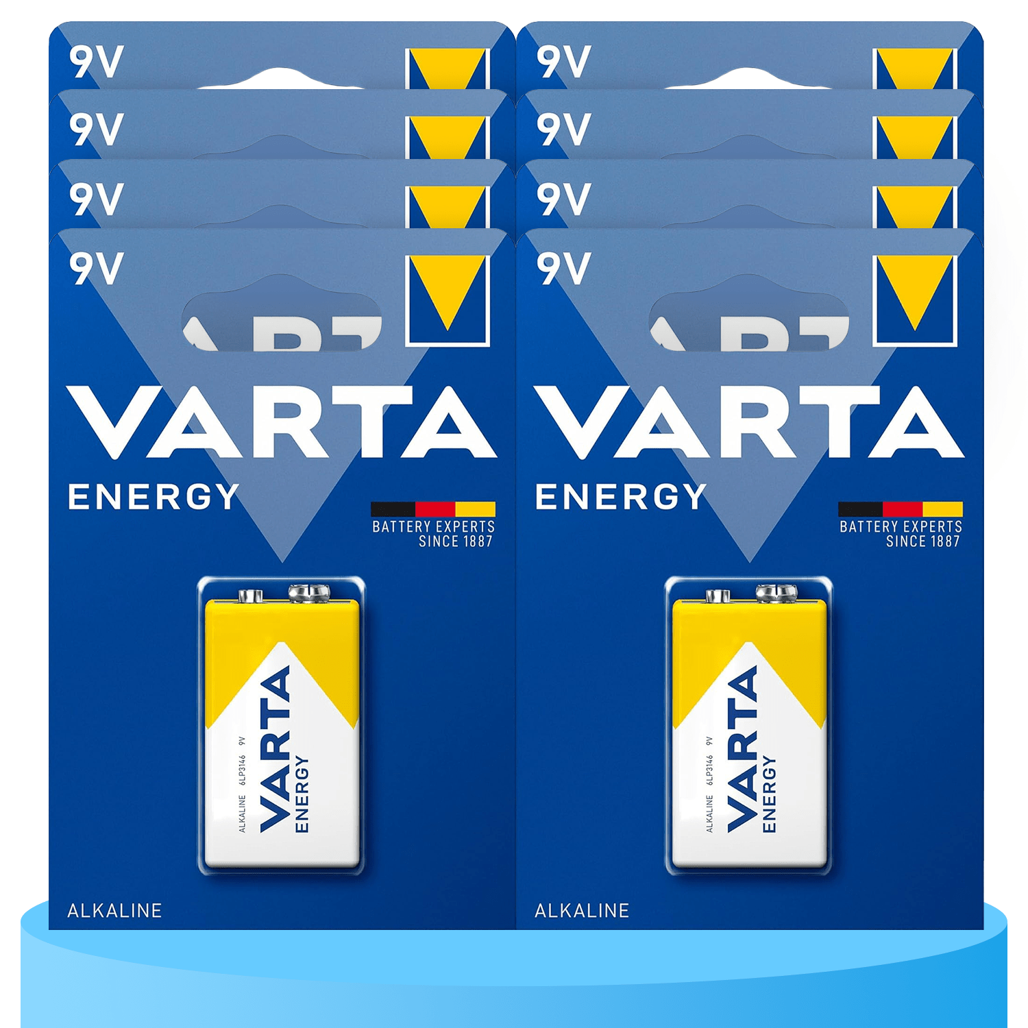 Pilas 9V Alcalinas, Pilas 9v Cuadradas de Alto Rendimiento, VARTA Energy, Larga Duración, Energía Continua, Ideal para Detectores de Humo, Micrófonos Inalámbricos, Pedales de Guitarra, Multímetros, Electrodomésticos