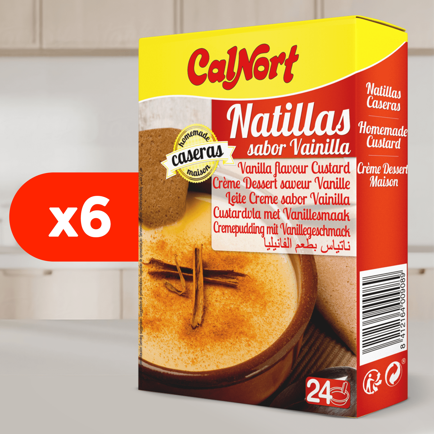 CALNORT Natillas en Polvo, Natillas Caseras de Vainilla, Sin Gluten, 3 Sobres de 40g por Paquete, 120g en Total, 24 Raciones