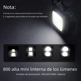 Linterna Llavero LED de 800 Lumen y Gran Angular, Recargable, 3 Niveles de Intensidad, 3-8h Funcionamiento, Impermeable, Carga USB, Linternad e Llavero, Luz de Trabajo, Luz de Emergencia, Base Magnetica y Mango Giratorio, Mosquetón para Facil Fijación