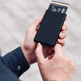 Tarjetero Aleación de Aluminio Unisex Super Delgado con Capacidad para 6 Tarjetas, Protección Contra Cobros No Autorizados, Bloqueo de RFID y NFC, Bloqueo de Seguridad Anti pérdida, Botón de Acceso Rápido