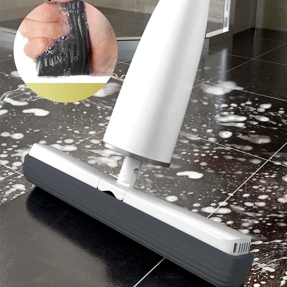 Mopa para Paredes y Techos, Mopa de Limpieza Giratoria 360, Mopa de Limpieza Suelo, Paredes, Techos, Muebles y Ventanas. Llega a Cualquier Rincón, Función Autoescurrido, Color Blanco, Incluye 2 Esponjas, Medidas Cabezal: 32 x 5 cm, Mango: 132 cm