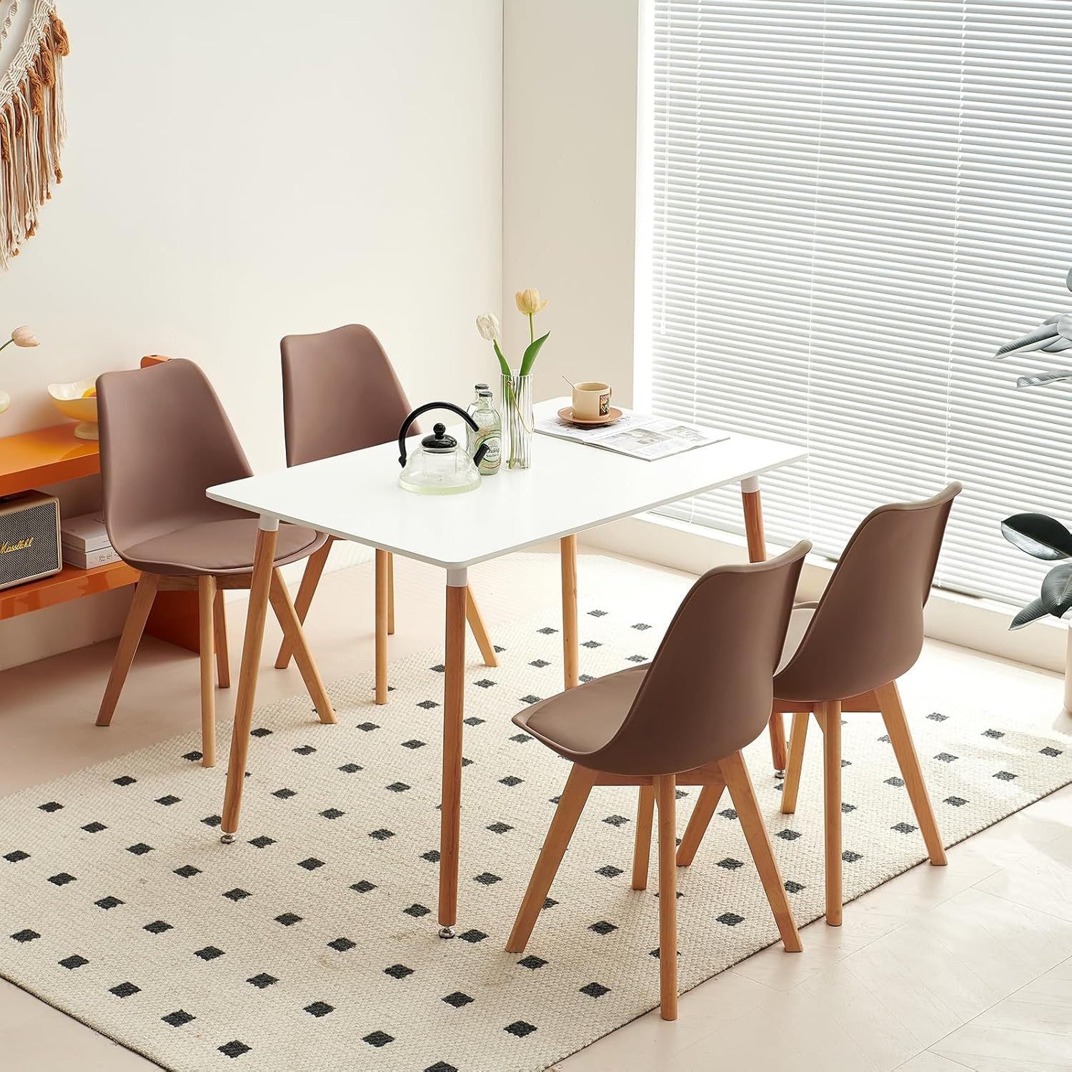 1/2/4/6 Unidad Sillas para Comedor, Sillas para Cocina con Asiento Blando, Tapizado y Patas Resistentes de Madera de Haya, Sillas Nórdicas