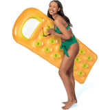 Colchoneta Inflable Piscina, Hamaca de Agua Flotante con 18 Posavasos y Almohada Transparente, Hecha de Vinilo Ultra Resistente, Incluye Parche para Reparar Pequeños Poros o Pinchazos, 100kg Peso Máximo, Color Aleatorio, 188 x 71 cm