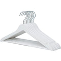 Perchas Ropa de Madera Maciza de Color Blanco, Gancho Rotatorio de 360º, Barra Horizontal, Muecas de Sujeción, Acabado en Vinilo, Perchas para Chaquetas, Trajes, Abrigos, Sudaderas