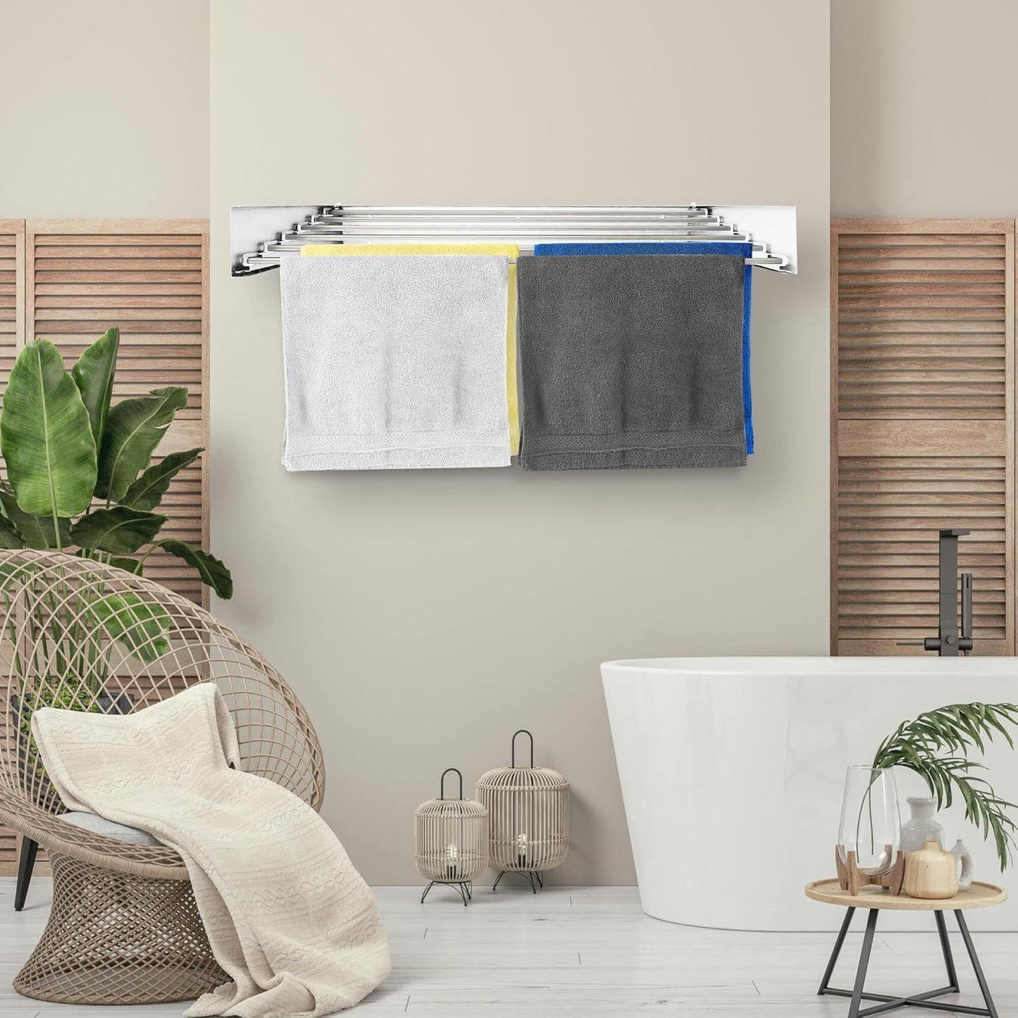 Tendedero Ropa Pared, Tendedero Plegable Pared para Interiores y Exteriores, Soporta hasta 25 Kg, Fácil de Instalar y Usar, Ideal para Optimizar Espacio, Resistente Perfecto para el Uso Diario, Elegante y Moderno, 80 x 40 x 10 cm