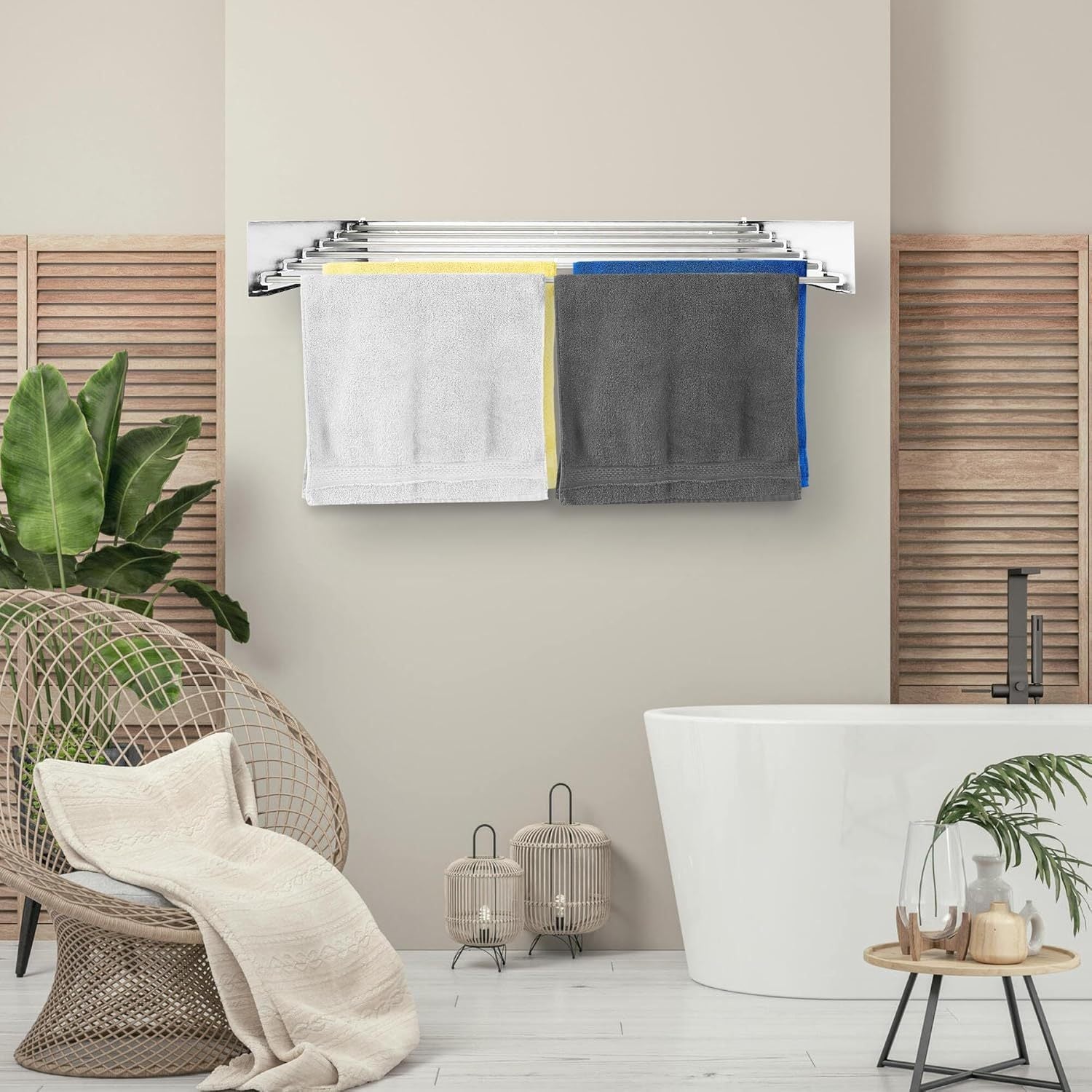 Tendedero Ropa Pared, Tendedero Plegable Pared para Interiores y Exteriores, Soporta hasta 25 Kg, Fácil de Instalar y Usar, Ideal para Optimizar Espacio, Resistente Perfecto para el Uso Diario, Elegante y Moderno, 80 x 40 x 10 cm