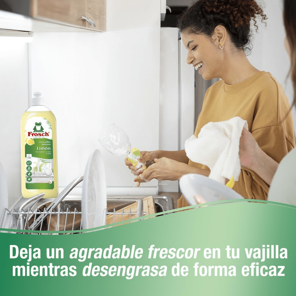 Frosch Lavavajillas Líquido, Lavavajillas Detergente a Mano con Aroma de Limón, Desengrasa y Protege la Piel, Pack de 10 Unidades de 750 ml, 7.5 L en Total