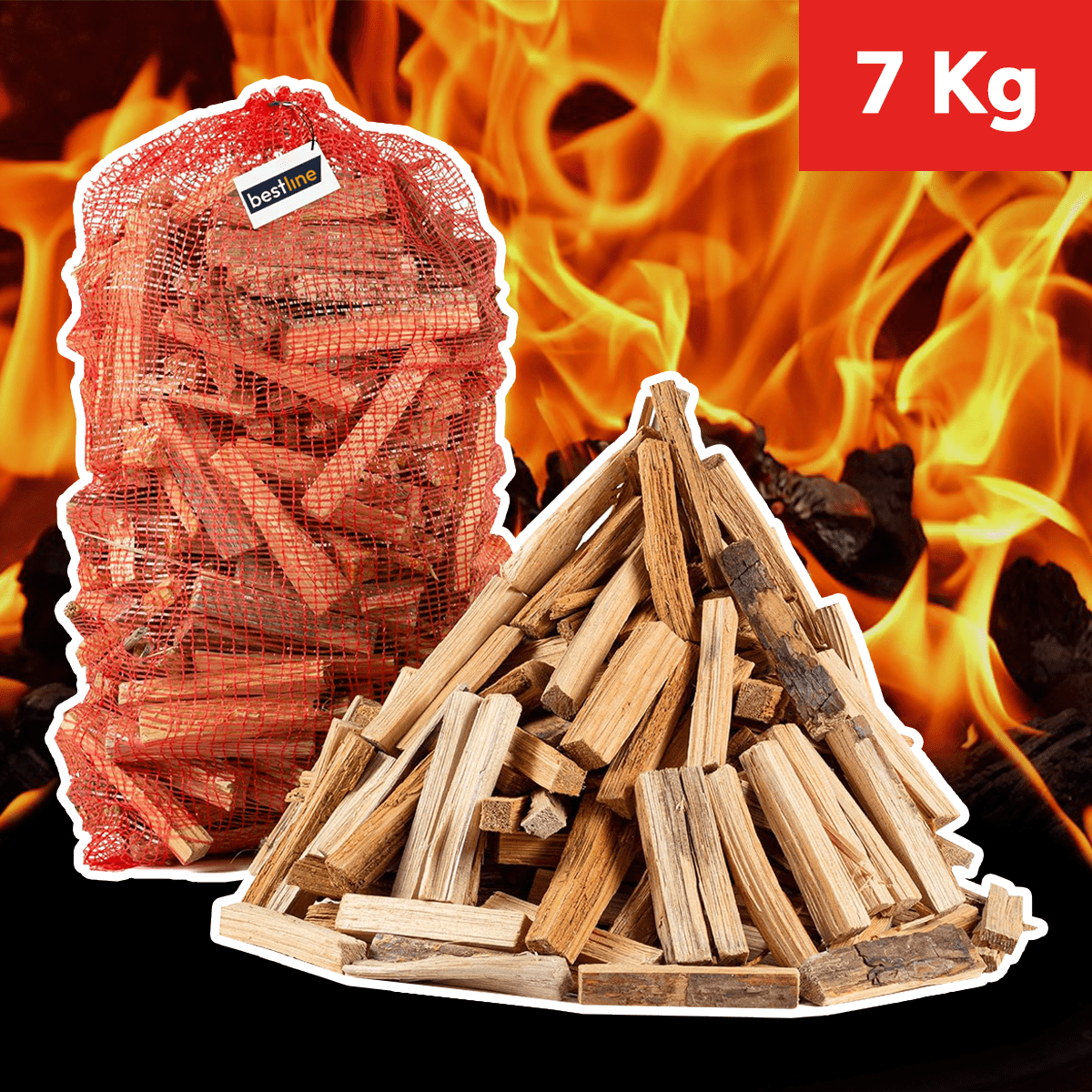 Leña para Estufas Seca de Encina Cortada en Troncos Medianos, Leña Chimenea. Astillas de Madera de Pino, Madera Seca Natural para Barbacoa, Chimenea, Caldera y Estufa