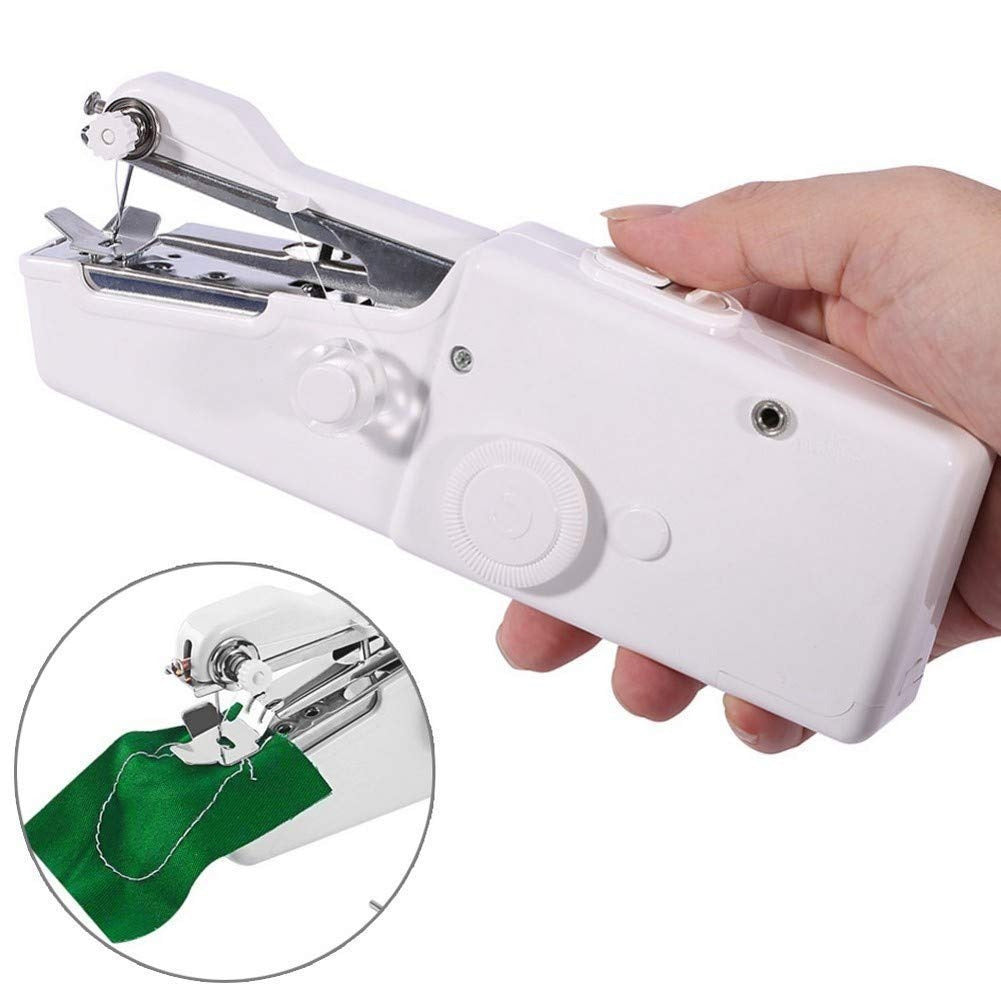 Máquina de Coser Portátil a Mano, Rápida y Fiable, Fácil de Usar y Transportar, 4 pilas AAA, Apto para Todos los Tejidos, Ideal para Reparaciones Rápidas, Contenido: 1 Aguja, 1 Eje, 1 Enhebador de Aguja, 2 Ejes de Soporte para Hilo