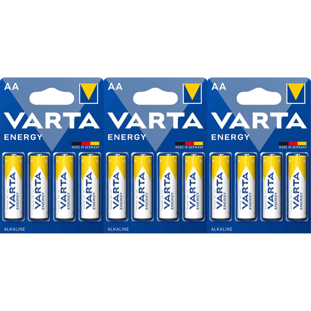 Pilas AA Alcalinas de Alto Rendimiento, VARTA Energy, Larga Duración, Energía Continua, Ideal para Controles Remotos, Juguetes Electrónicos, Linternas, Lámparas, Relojes, Cámaras y Otros Dispositivos de Uso Diario - VARTA