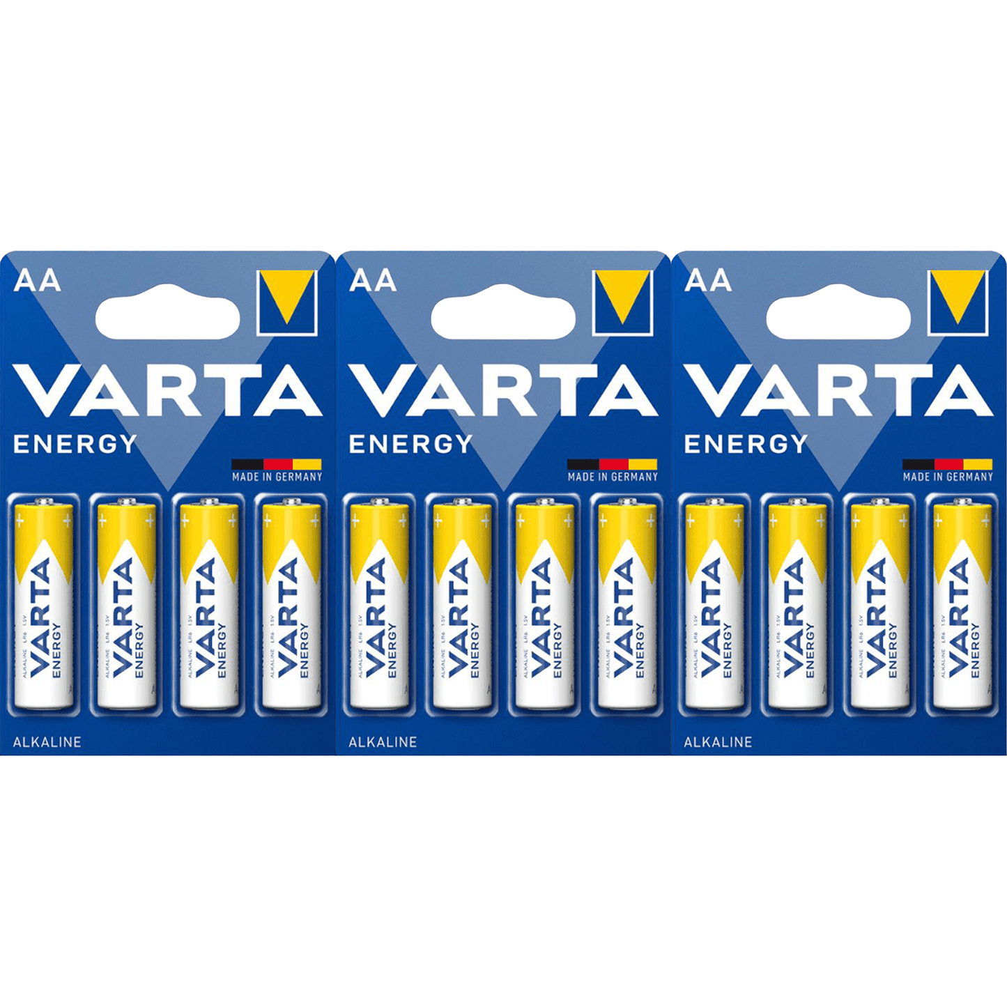 Pilas AA Alcalinas de Alto Rendimiento, VARTA Energy, Larga Duración, Energía Continua, Ideal para Controles Remotos, Juguetes Electrónicos, Linternas, Lámparas, Relojes, Cámaras y Otros Dispositivos de Uso Diario - VARTA