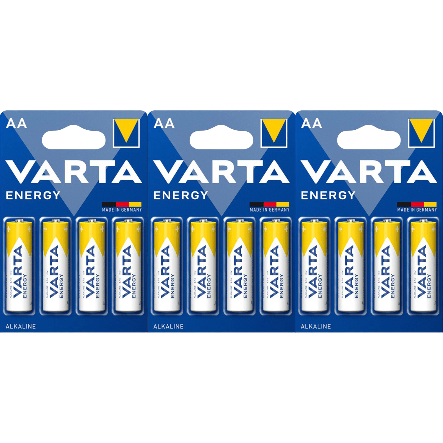 Pilas AA Alcalinas de Alto Rendimiento, VARTA Energy, Larga Duración, Energía Continua, Ideal para Controles Remotos, Juguetes Electrónicos, Linternas, Lámparas, Relojes, Cámaras y Otros Dispositivos de Uso Diario - VARTA
