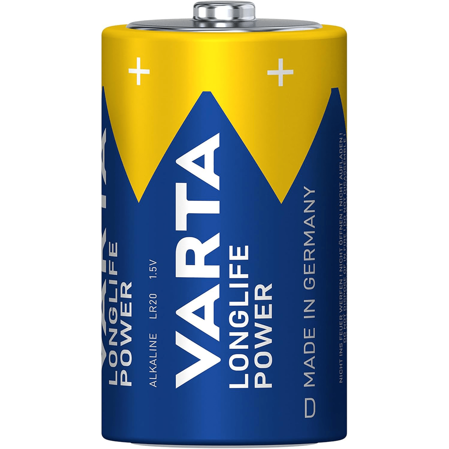 Pilas D Alcalinas de Alto Rendimiento, VARTA Longlife Power, Ultra Larga Duración, Energía Potente y Continua, Ideal para Linternas de Alto Consumo, Radios Portátiles, Juguetes Grandes, Equipos de Sonido y Dispositivos Industriales - VARTA
