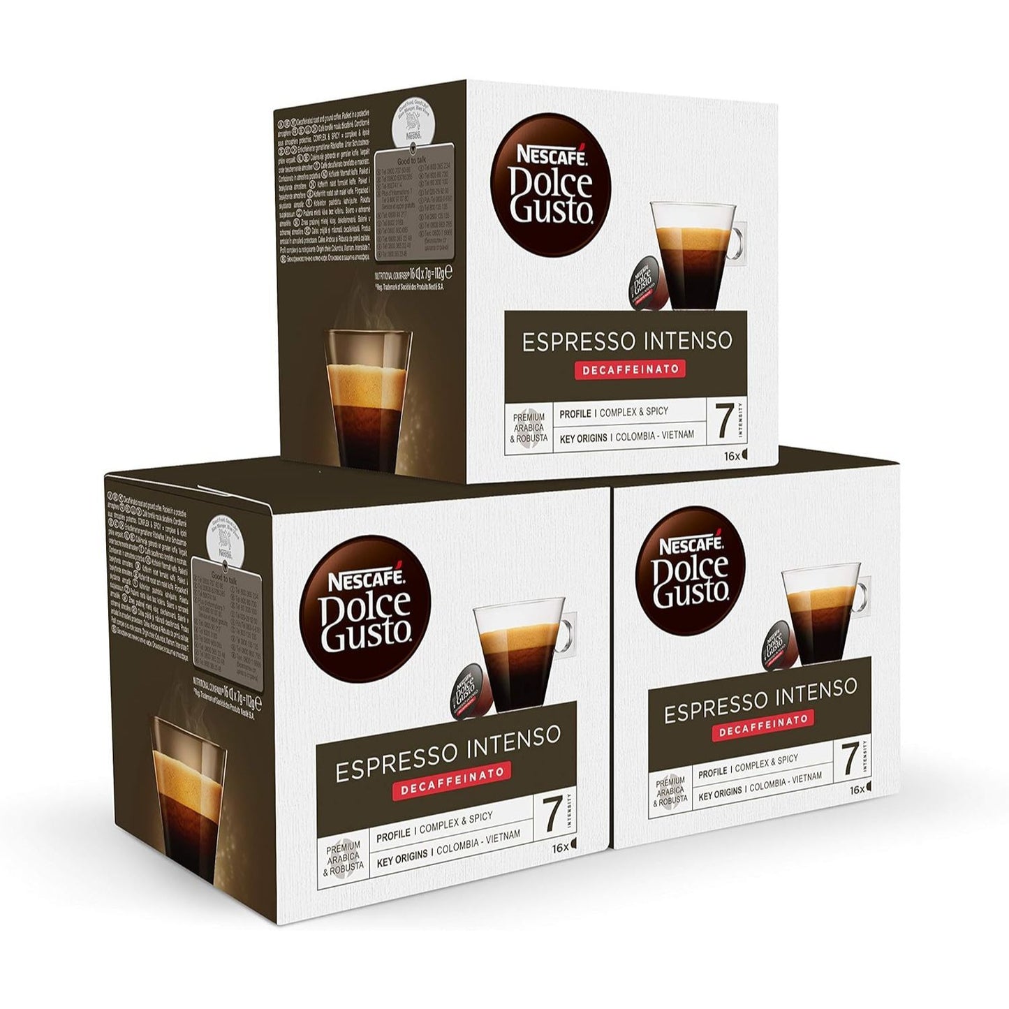 Nescafé Dolce Gusto, Café Espresso Intenso Descafeinado, Intensidad 7, Especiado y Con Cuerpo, 16/48/96 Cápsulas