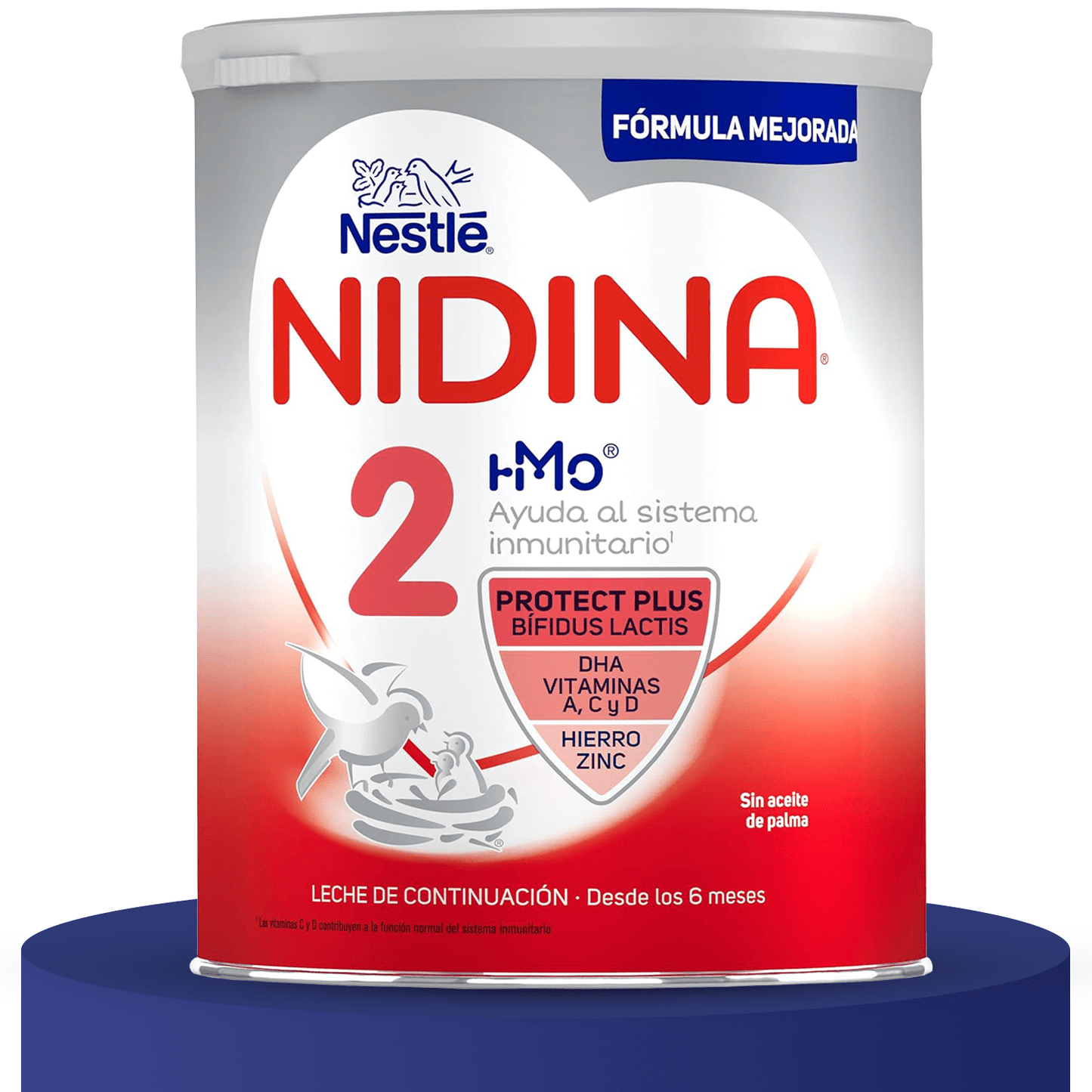 Nestlé NIDINA 2 Leche en Polvo Bebé, Leche de Continuación indicada para Bebés desde los 6 Meses, Contiene Bífidus Lactis, DHA, Hierro, Zinc y Vitaminas A, C y D, 800g por Bote