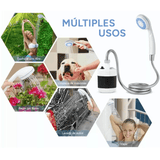 Ducha Portátil Camping Ideal para Viajes, Acampadas, Exteriores y Jardín, 150cm de Manguera, Incluye Cable de Carga USB y Soporte, Ahorra Agua, Potencia de Larga Duración, Compacta, Resistente y Fácil de Transportar, Resistencia al Agua IPX7