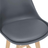 Taburete Alto Cocina con Respaldo, Asiento Blando y Tapizado, Patas Altas Resistentes de Madera de Haya con Reposapiés, Sillas Nórdicas, Ideal para Cocina, Salón, Comedor y Restaurante, 54.5 x 49.5 x 106 cm