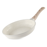 Sartenes Cocina Antiadherente, Sartenes de Aluminio de Alta Resistencia con Revestimiento Antiadherente efecto Mármol Blanco, Base de Inducción y Mangos de Baquelita Estilo Madera, Ø20/Ø24/Ø28cm