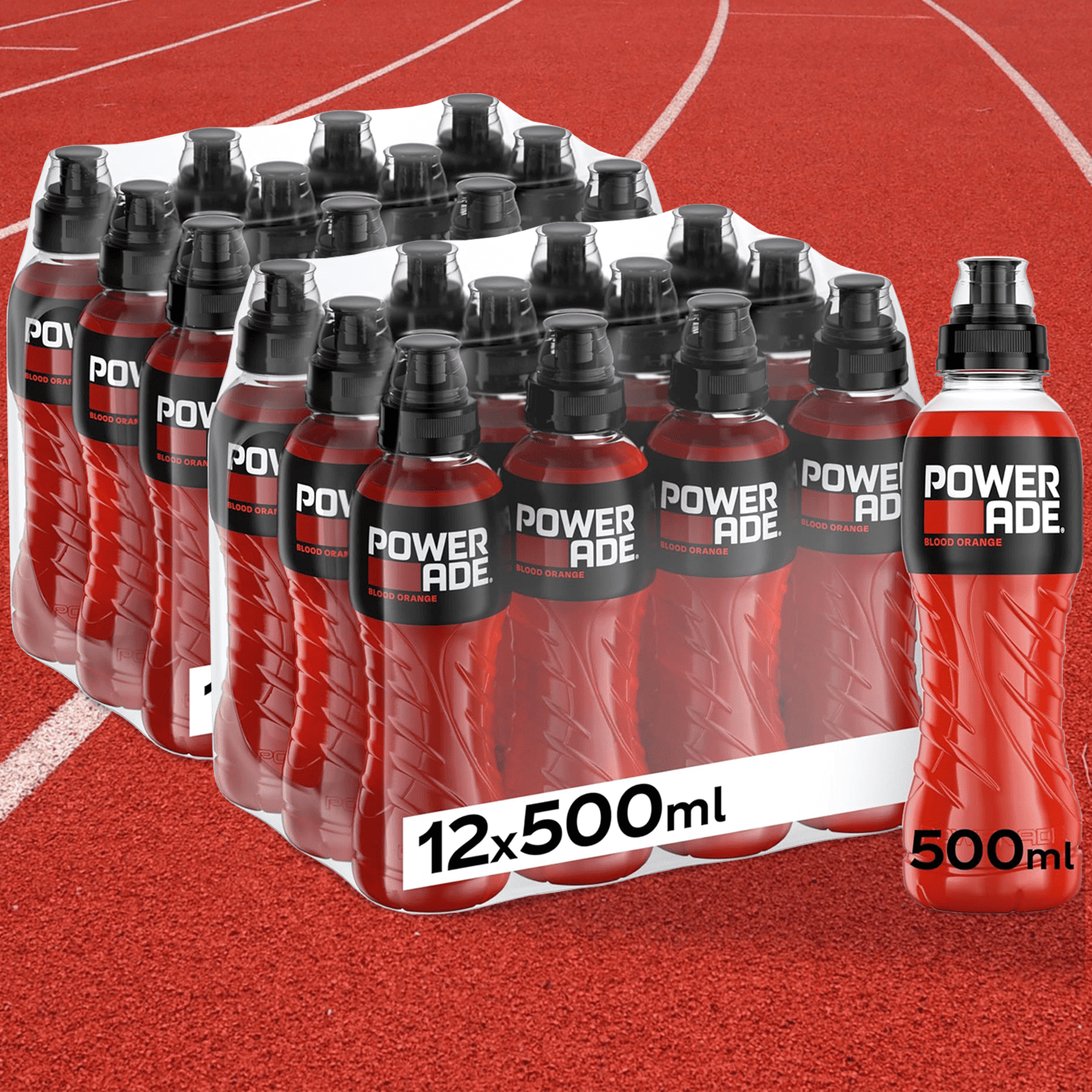 Powerade Bebida Isotonica, Bebida Deportiva Refrescante y Sin Gluten, Con Vitaminas B6 y Electrolitos a Base de Hidratos de Carbono, Ideal para Entrenamientos y Deporte, Pack 12/24, 500ml