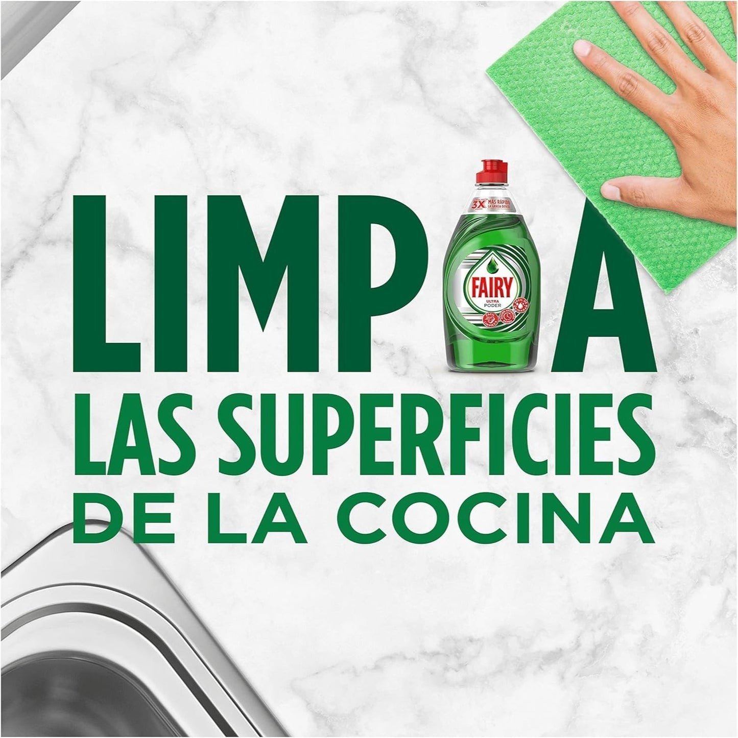 FAIRY Ultra Poder Original Líquido Lavavajillas Con Limpieza Antigrasa Hasta 3 Veces Más Rápida, 2 Botellas de 650ml