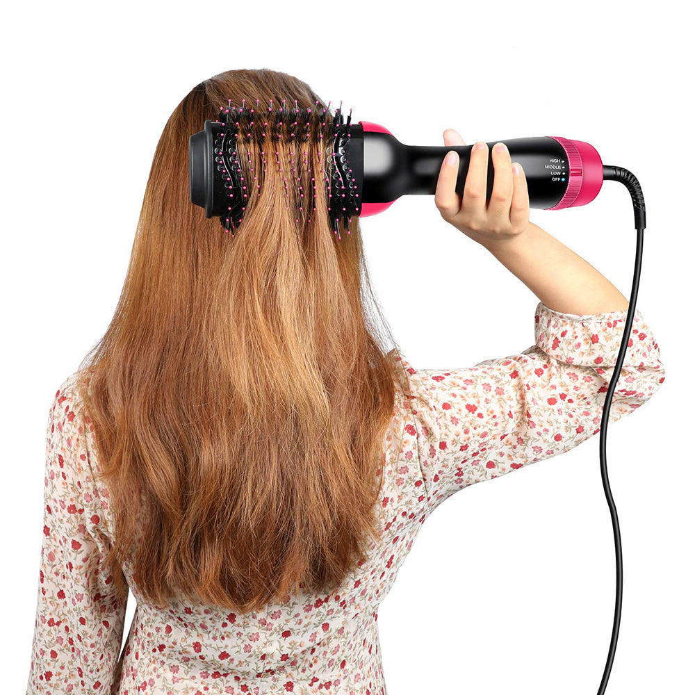 Cepillo Secador Efecto Volumen, Iones Negativos, Elimina Estática y Frizz, Diseño Ovalado para Distintos Acabados, Mejora el Brillo Natural del Cabello, 3 Niveles de Temperatura, Moldea, Desenreda y Seca el Pelo, Mango Ergonómico, Cable Giratorio 360º