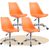 Silla Escritorio Ergonómica con Ruedas, Silla Oficina Giratoria con Altura Ajustable, Acolchada, Estilo Nórdico, Ideal para Estudio y Oficina