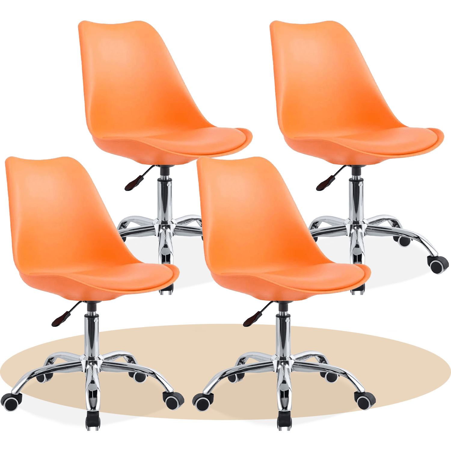 Silla Escritorio Ergonómica con Ruedas, Silla Oficina Giratoria con Altura Ajustable, Acolchada, Estilo Nórdico, Ideal para Estudio y Oficina