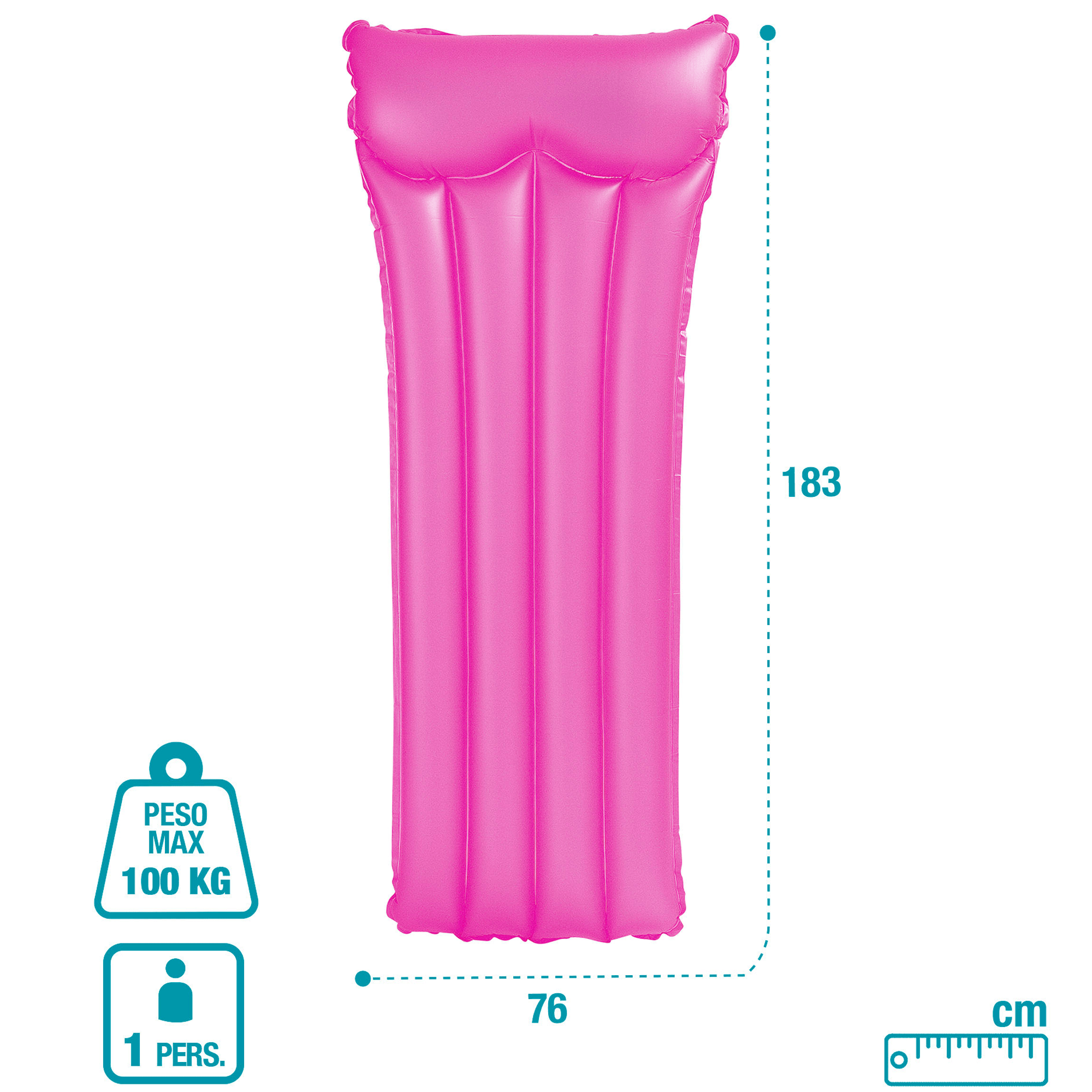 Colchoneta Hinchable Piscina de 183 x 76 cm, Con 2 Cámaras de Aire para Mayor Seguridad, Ideal para estar Tumbado, Soporta Hasta 100Kg, Incluye Kit de Parches para Reparar Pequeños Poros o Pinchazos