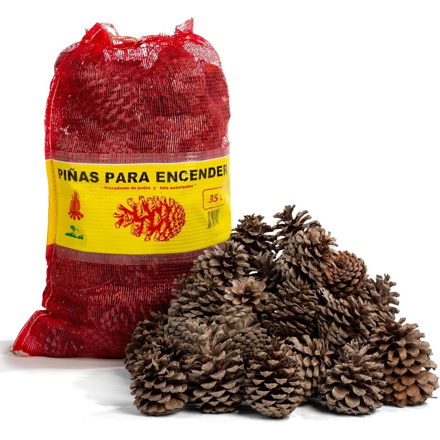 Piñas de Pino para Encendido, Secas y Grandes para Barbacoa, Chimenea, Caldera y Estufa, Piñas Decorativas Naturales, Saco de 32L
