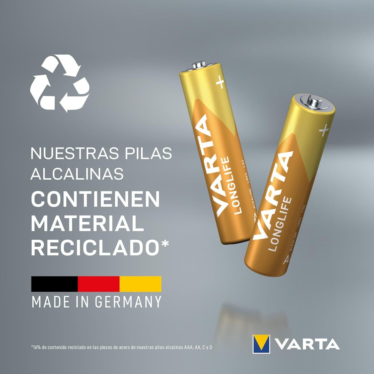 Pilas AAA Alcalinas de Alto Rendimiento, VARTA Longlife, Ultra Larga Duración, Energía Continua, Ideal para Controles Remotos, Juguetes Electrónicos, Linternas, Lámparas, Relojes, Cámaras y Otros Dispositivos de Uso Diario - VARTA