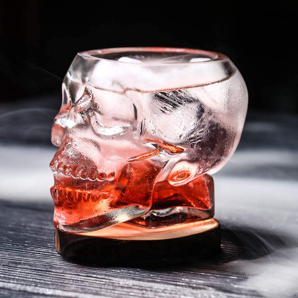 x3 Vaso Calavera de Cristal, Muy Resistentes, Base Gruesa y Estable, Forma de Calavera 3D, 3 unidades 80ml