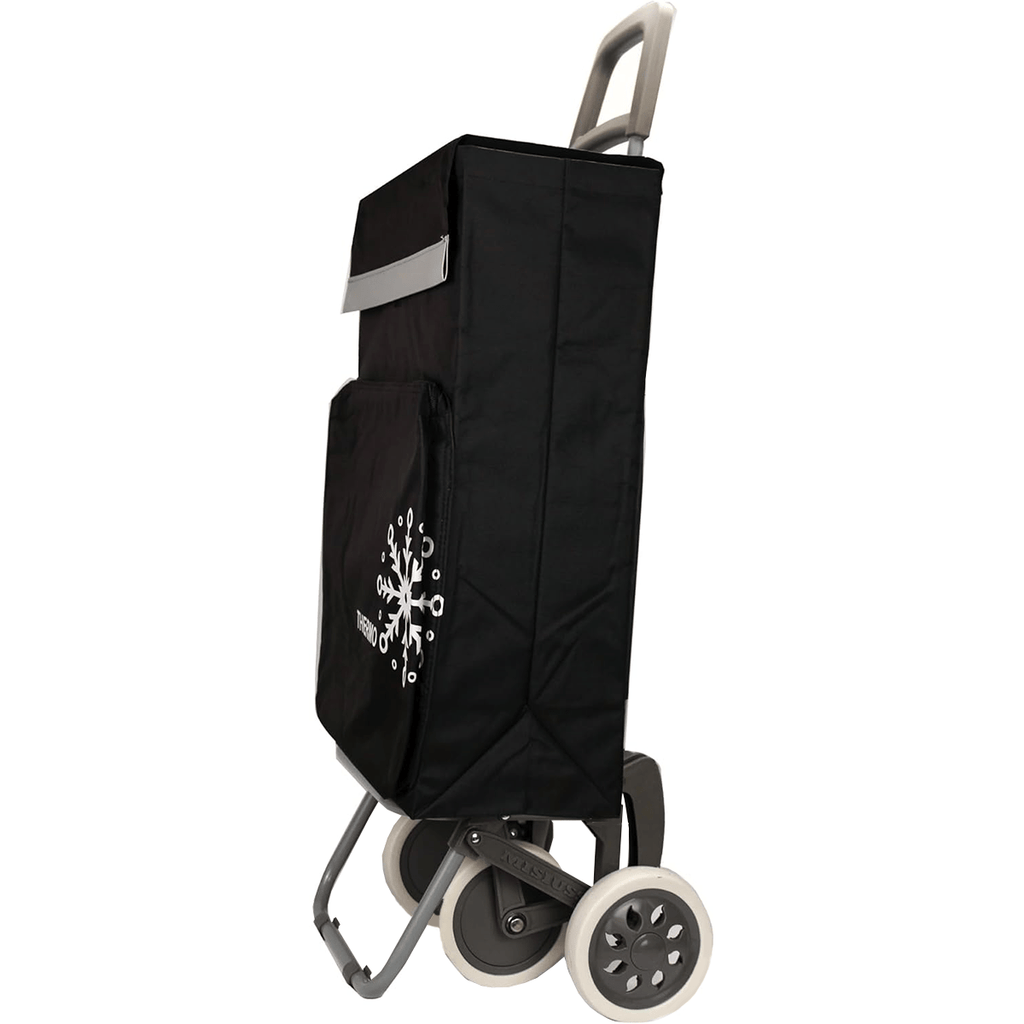 Carro Compra Plegable con Bolsillo Térmico para Congelados, Carro Plegable con Ruedas, Bolsillo Trasero con Cremallera, 2 Compartimentos Extra en Total, Con Capacidad de hasta 54 Litros y 40 Kg de Carga Máxima
