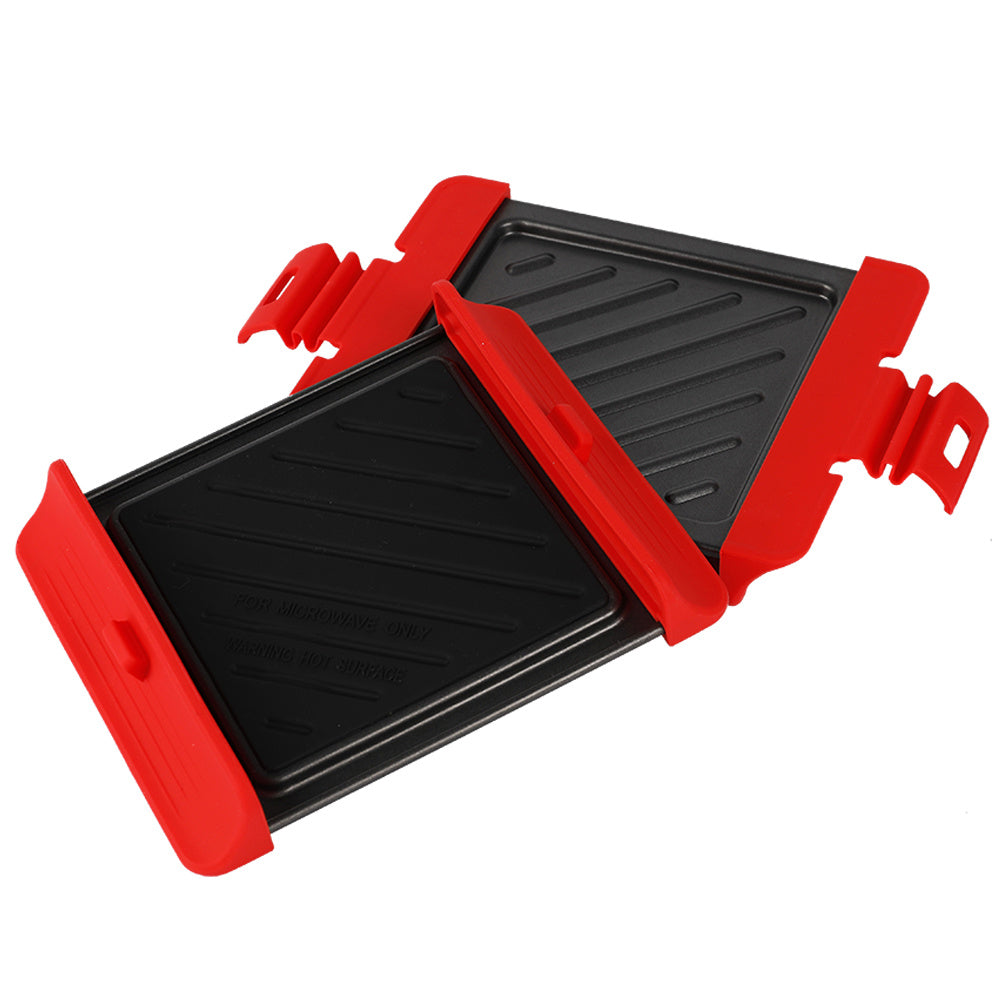 Plancha para Microondas de Acero Antiadherente, Cuenta con Asas y Cierre de Silicona Resistente, Cocción a la Parrilla Fácil y sin Ensuciar, Ideal para Sándwiches, Carnes y Verduras