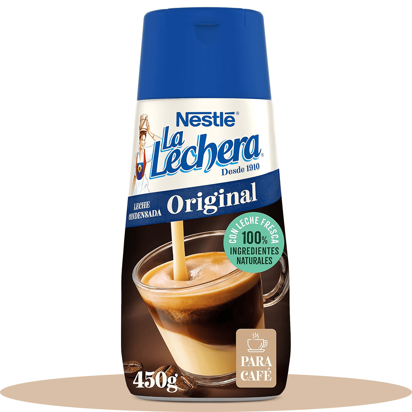 Nestlé La Lechera Leche Condensada con Sirve Fácil, Ideal para el Café, 450g