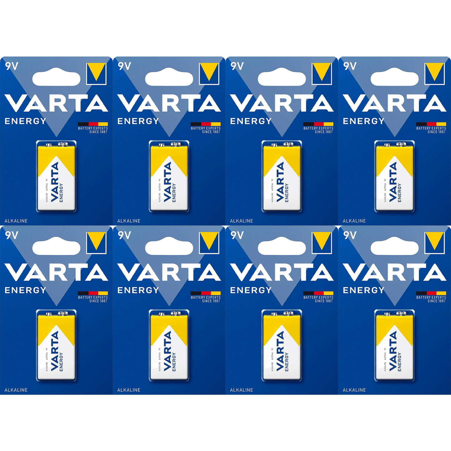 Pilas 9V Alcalinas, Pilas 9v Cuadradas de Alto Rendimiento, VARTA Energy, Larga Duración, Energía Continua, Ideal para Detectores de Humo, Micrófonos Inalámbricos, Pedales de Guitarra, Multímetros, Electrodomésticos