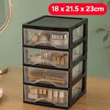 Cajonera Almacenamiento Plástico de Sobremesa, 4 Cajones, Ideal para Ordenar y Organizar el Hogar, Negro, 18 x 21.5 x 23cm