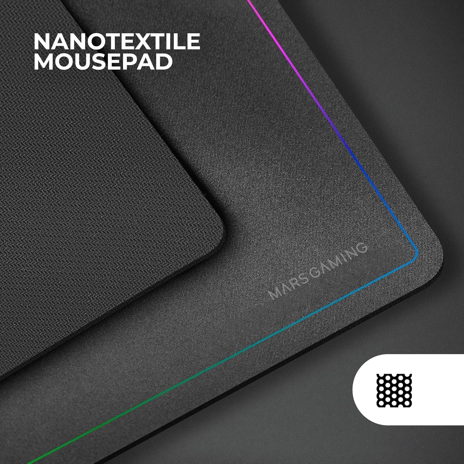 Mars Gaming MCP124, Combo Gaming 3en1, Teclado Ergonómico H-Mech LED RGB, Ratón RGB 3200DPI Switches HUANO, Alfombrilla Nanotextil 360x260mm, Compatibilidad Multiplataforma, Layout Francés, Negro