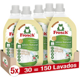 Frosch Detergente para Lavadora Líquido Concentrado, Jabón Natural para Lavadora, Ropa Limpia e Impecable en el Lavado, Apto para Todo Tipo de Tejidos menos Lana y Seda, 5 Botellas de 1.5 L, 7.5 L en Total