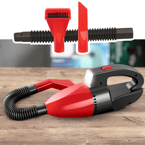 Aspiradora para Coche, Aspirador Portátil con Luz LED, 100W de Potencia, Fuerte Succión, Limpieza en Seco y Húmedo, 1L de Depósito de Residuos, 3 Metros de Cable, Conexión al Enchufe del Coche, 3 Accesorios de Limpieza Incluidos, Ligero