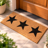 Felpudo Antideslizante para Entrada, Alfombra de Puerta Decorativa con Diseño de Estrellas, Ideal para Hogar y Recibidor, Beige y Negro, 75 x 25 x 1.5 cm