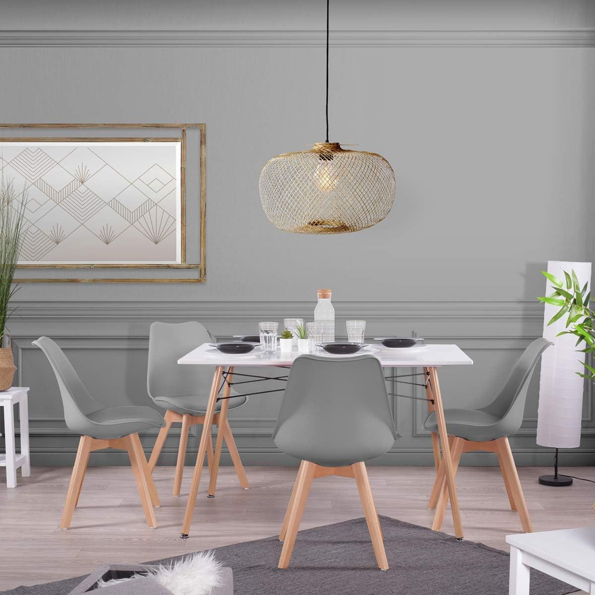 1/2/4/6 Unidad Sillas para Comedor, Sillas para Cocina con Asiento Blando, Tapizado y Patas Resistentes de Madera de Haya, Sillas Nórdicas