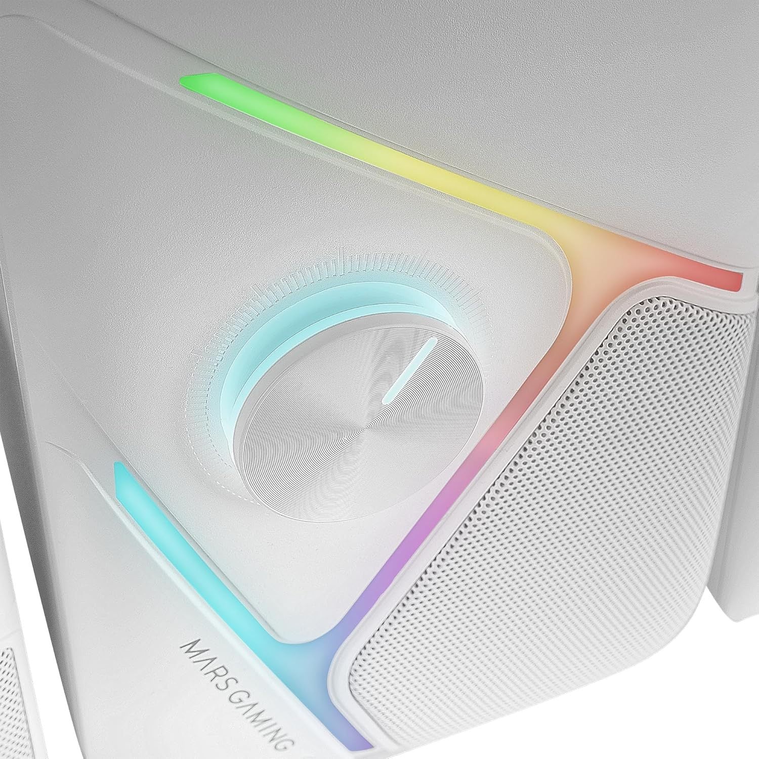 Mars Gaming MS-H21, Altavoces Gaming RGB 2.1 y Subwoofer 35W, Sistema Drivers Invertidos 3D Surround, Altavoces Compactos con Iluminación Dinámica RGB, Alimentación USB y Conector Jack 3.5mm, Blanco