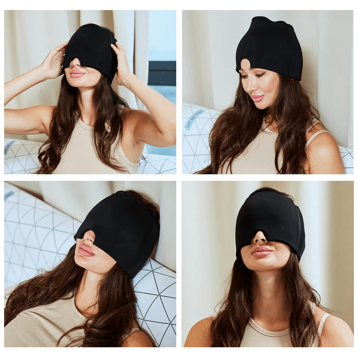 Gorro para Frío y Calor, Antifaz Gel Bloquea la Luz, Material Suave y Cómodo, Hecho de Nylon y Spandex